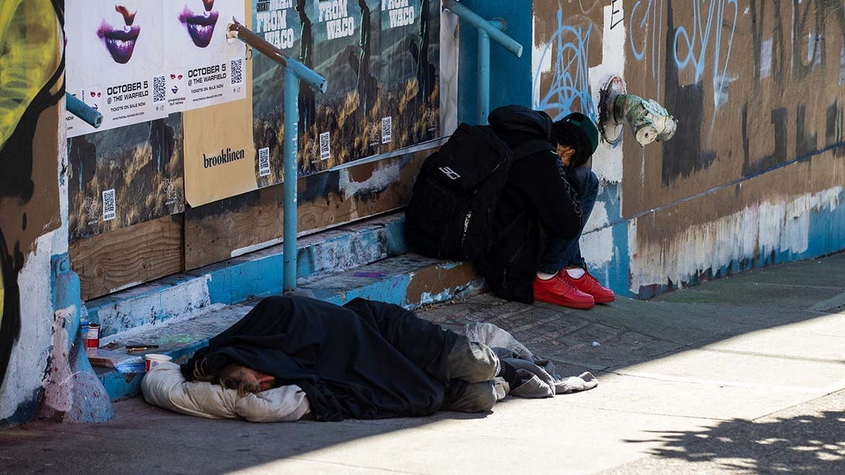 Homeless tents are seen in the Tenderloin District