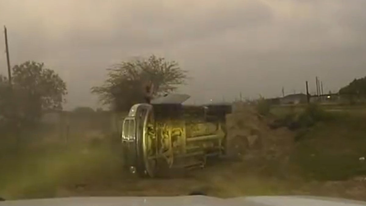 Texas DPS car flipped over high speed pursuit
