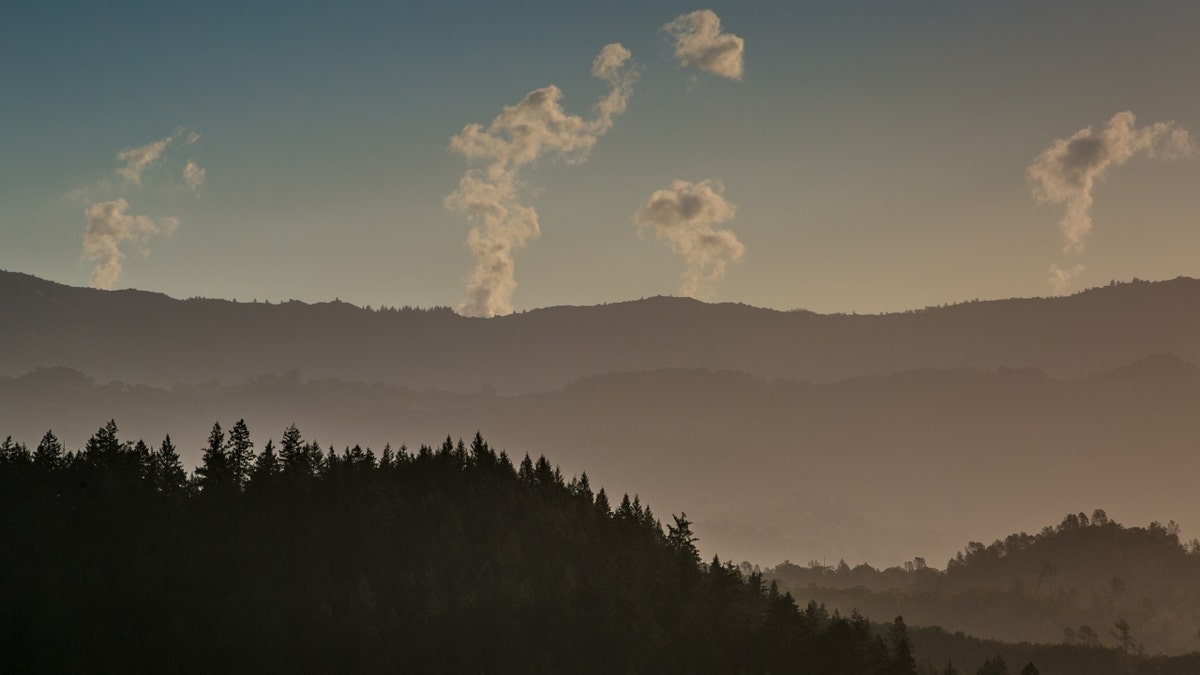 Steam rising from a ridge at The Geysers