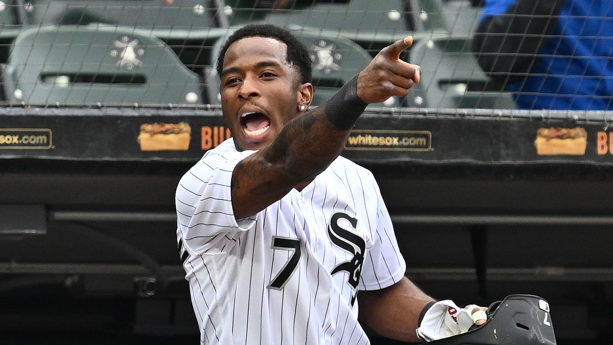 Tim Anderson yells in dugout