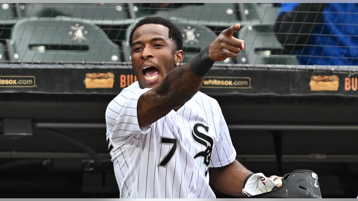 Tim Anderson yells in dugout