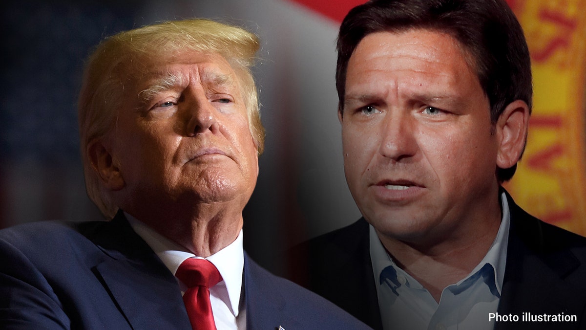 Donald Trump and Ron DeSantis in a photo illustration