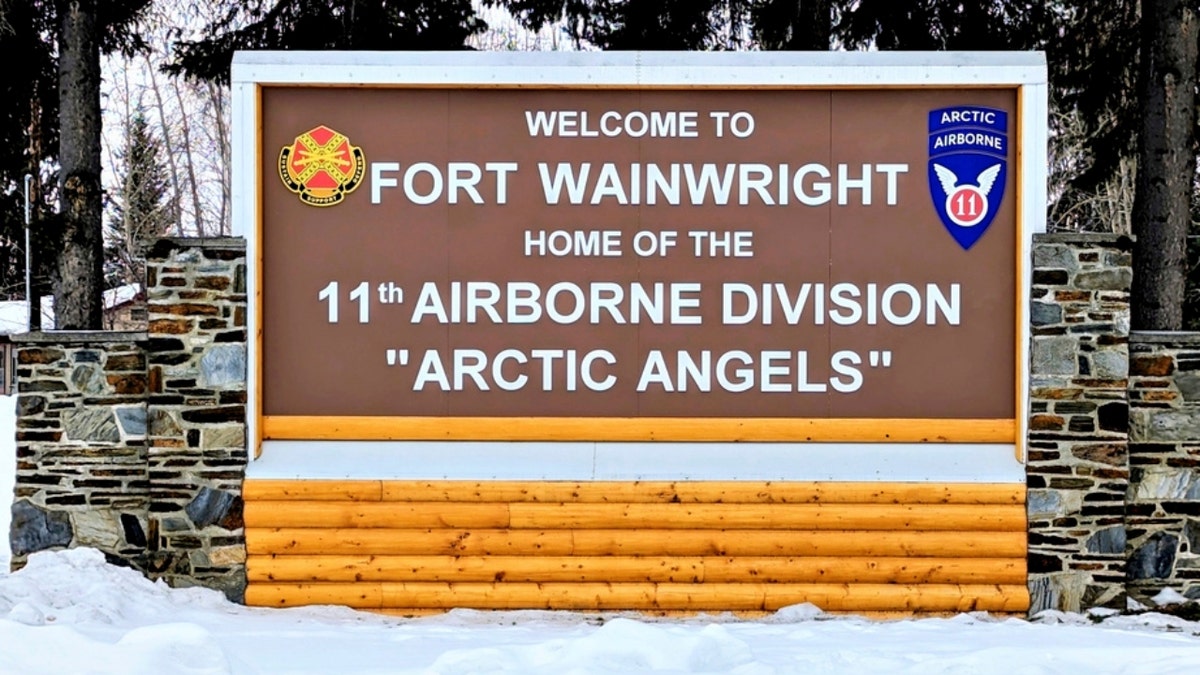 Fort Wainwright Army base entrance sign