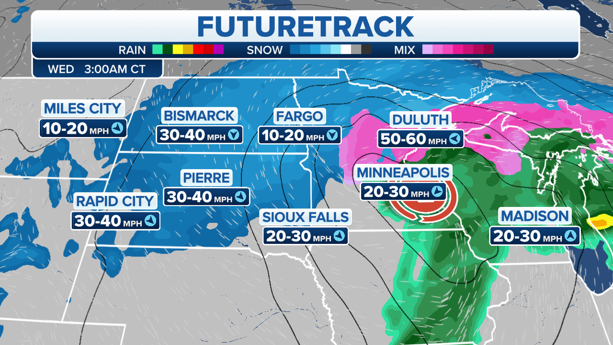 A map of the futuretrack on Wednesday
