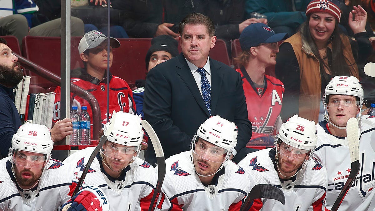 Peter Laviolette looks on during a Washington Capitals game