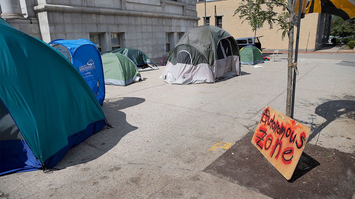 Homeless encampment.