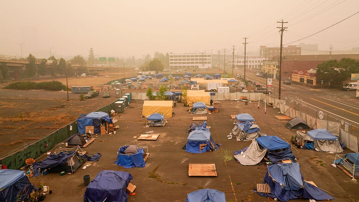 A tent city set up in Portland, Oregon.