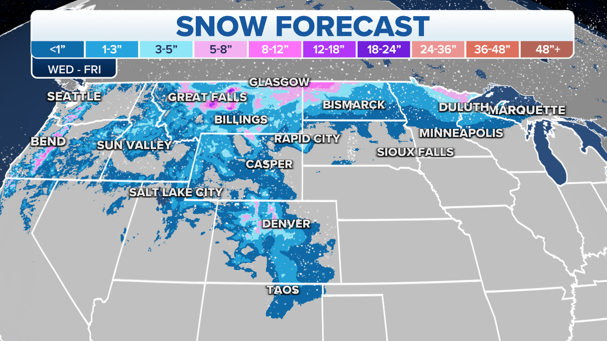 Snow forecast in the northern U.S.