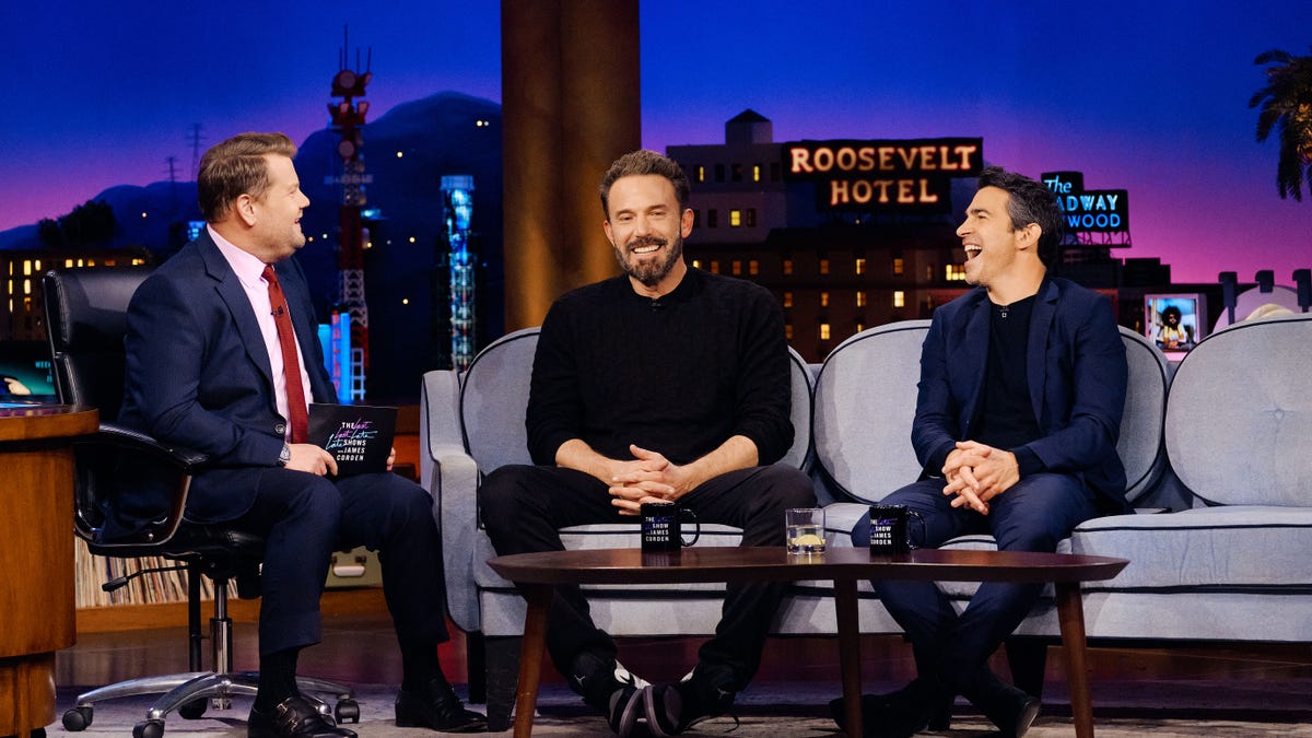 Ben Affleck talking with James Corden on his show