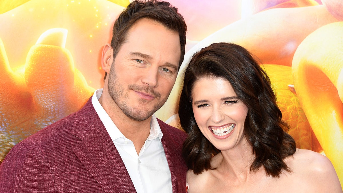 Katherine Schwarzenegger wears strapless dress at film premiere with Chris Pratt