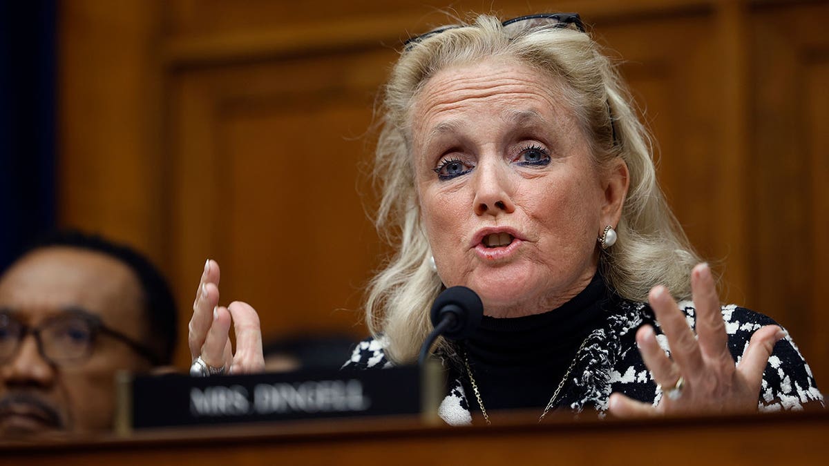 Rep. Debbie Dingell sits at bench during committee hearing 