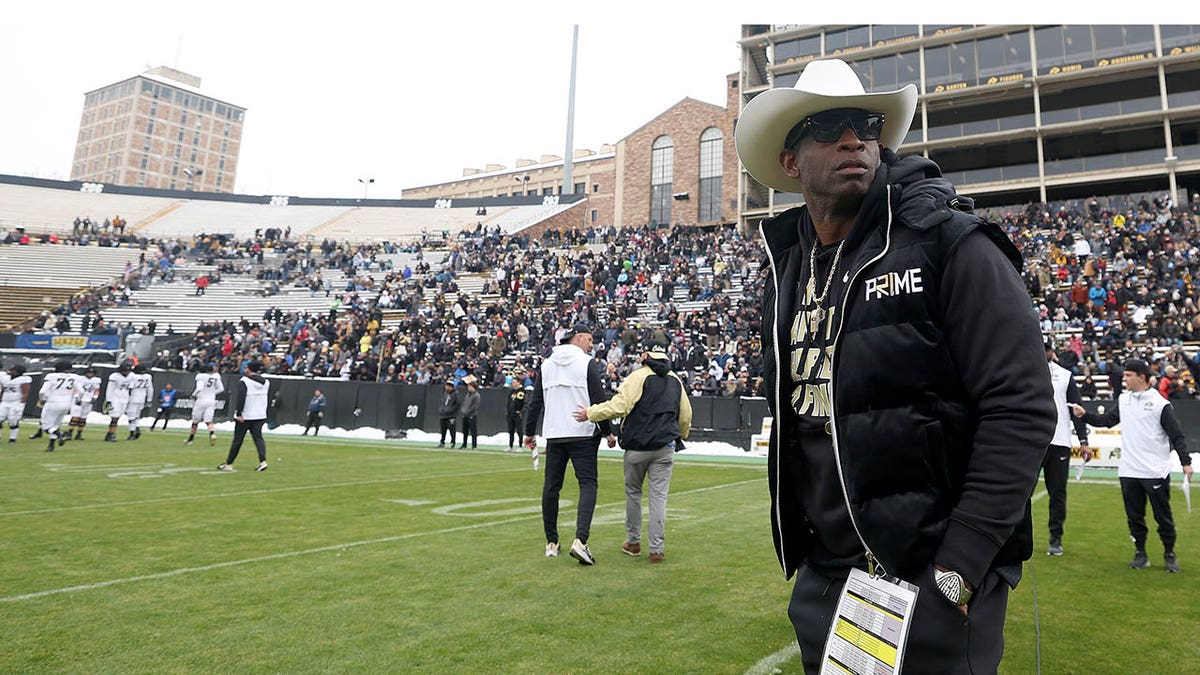 Deion Sanders at the spring game