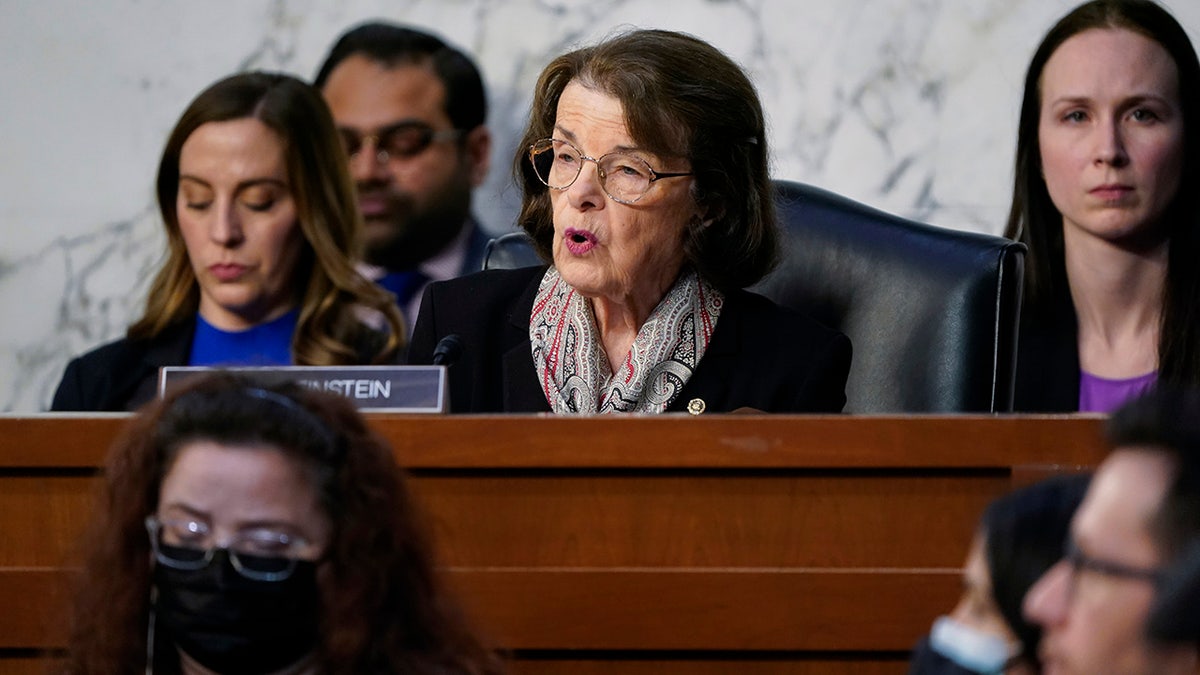 Dianne Feinstein speaking at the Capitol