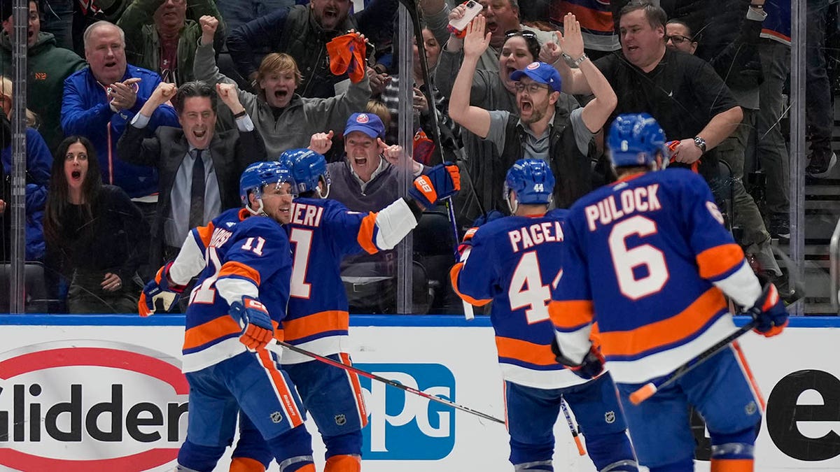 Isles celebrate goal