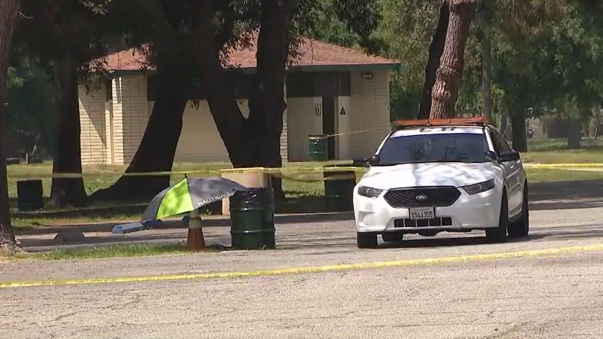 Police car near scene where baby was found