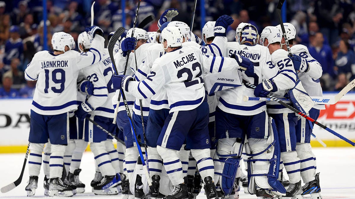 Maple Leafs celebrate overtime win