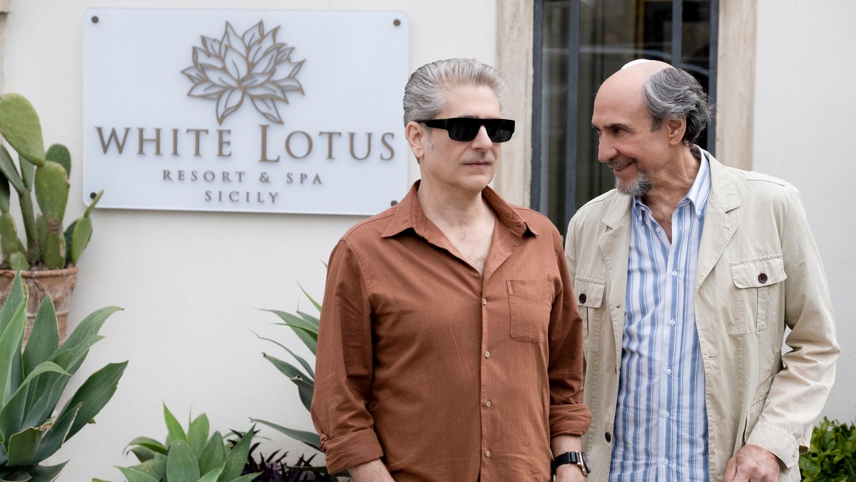 Michael Imperioli and F. Murray Abraham in character on set of "The White Lotus"