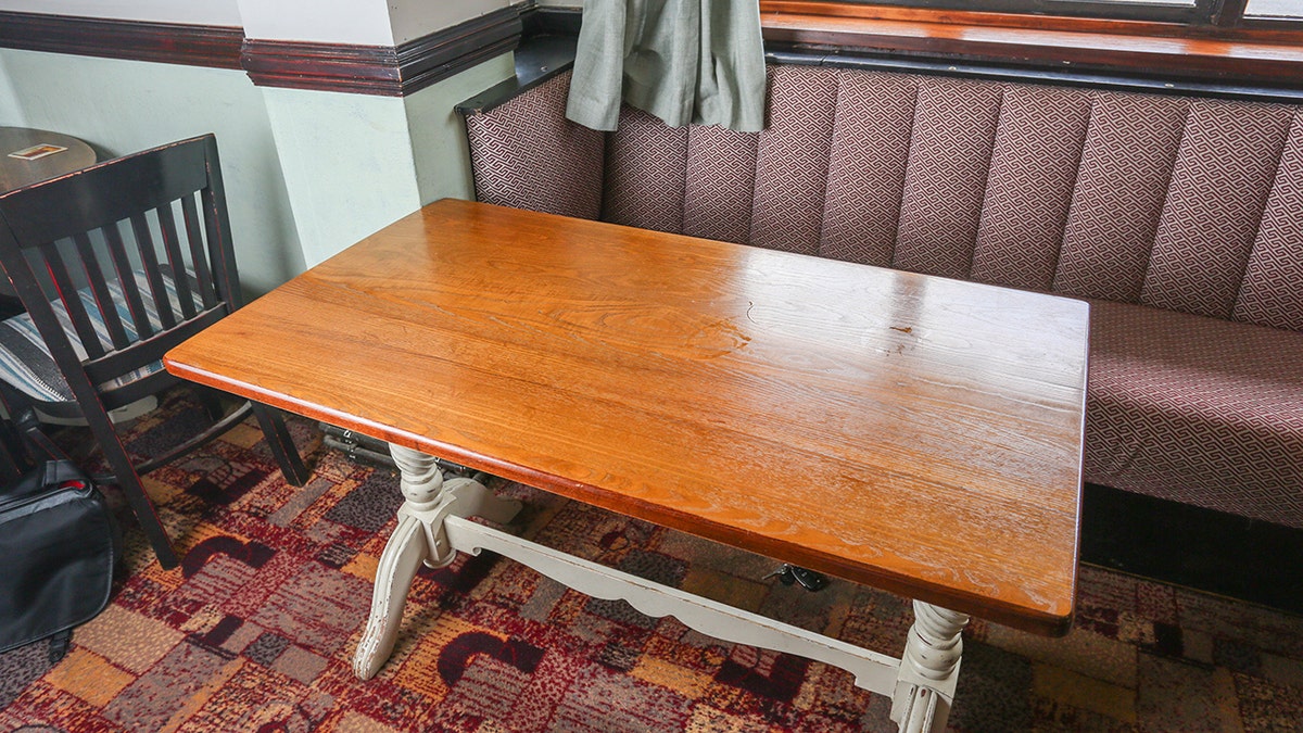 table in haunted pub in England