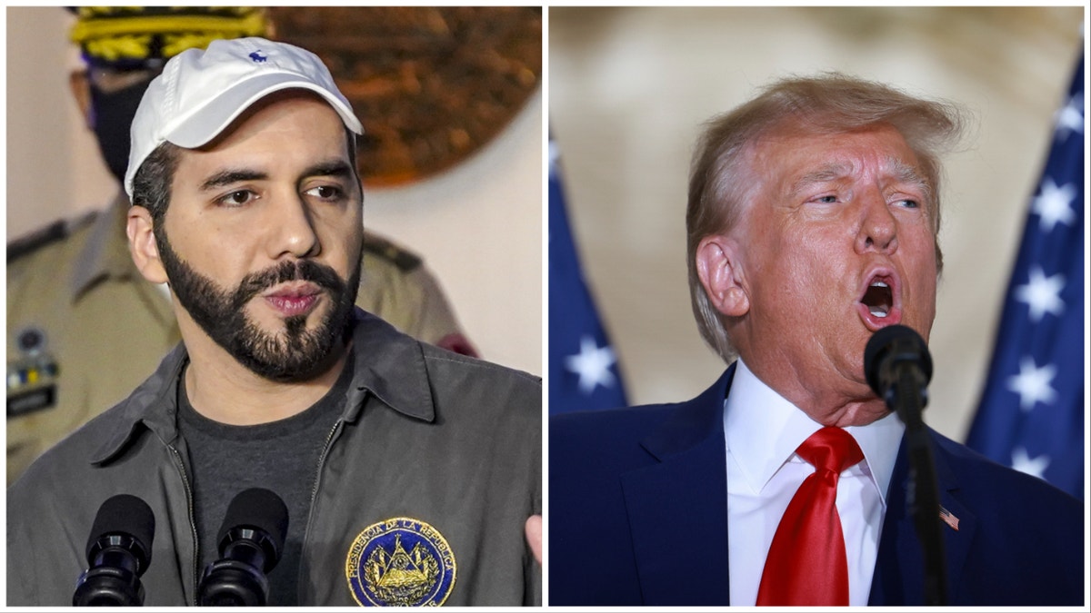 El Salvador's President Nayib Bukele, left, and former U.S. President Donald Trump