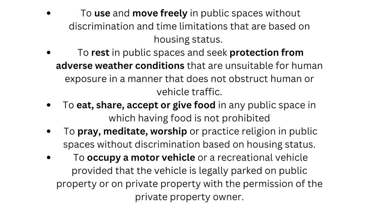 HB 3501 outlines five key rights homeless people would be given.?