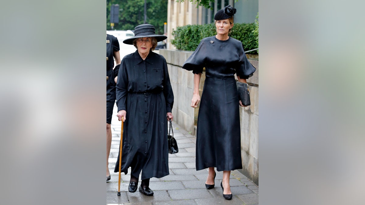 Lady Pamela Hicks and her daughter wearing black at Queen Elizabeth's funeral