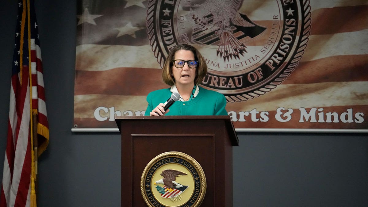 Deputy Attorney General Lisa Monaco speaks during a Federal Bureau of Prisons meeting on April 25, 2023, in Colorado. Monaco said prison sex abuse must be rooted out during the meeting.