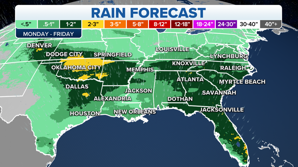 Southeastern states rainfall forecast