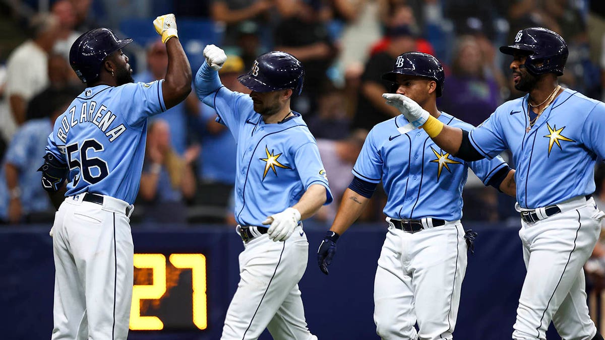 Rays celebrate home run