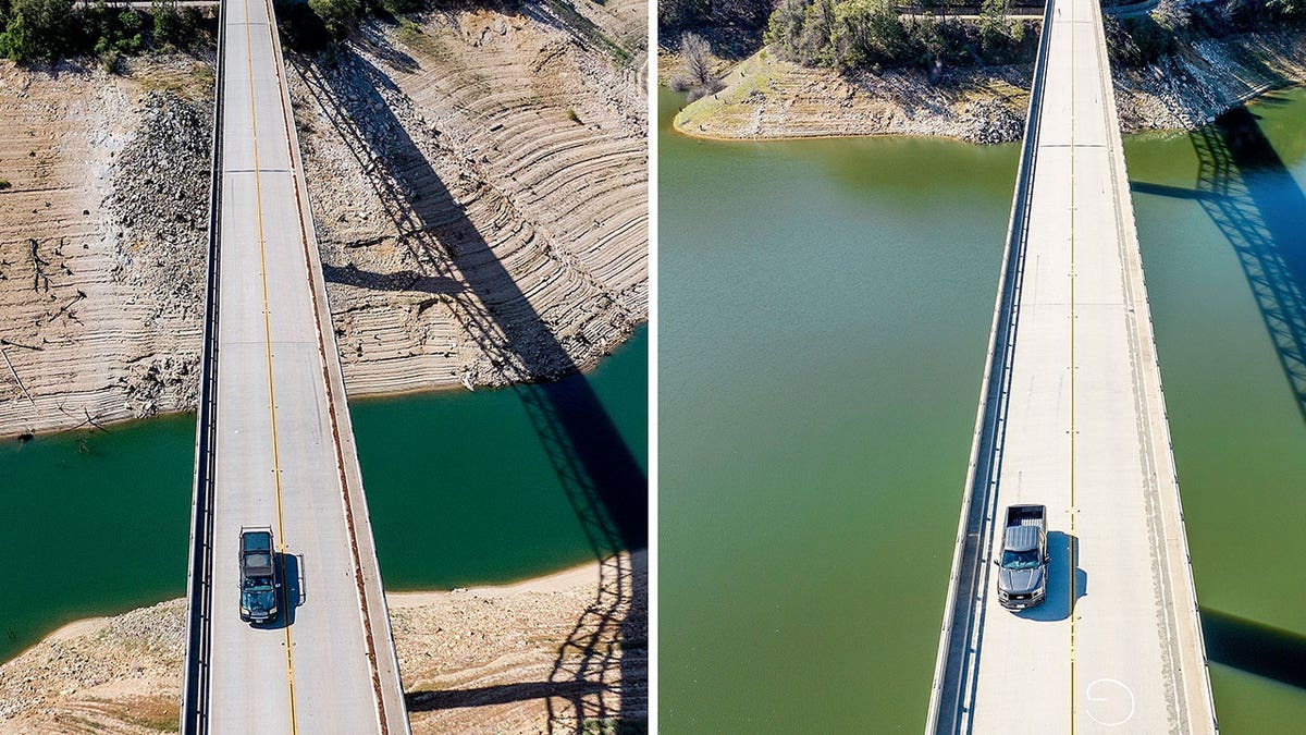 California reservoir before and after