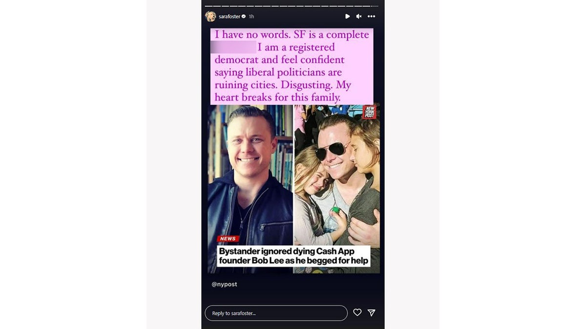 Sara Foster shares heartbreak over death of tech entrepreneur in san francisco