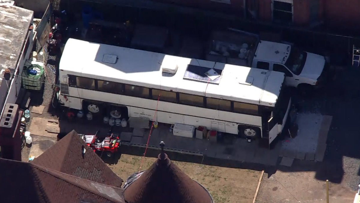 Aerial close-up of bus