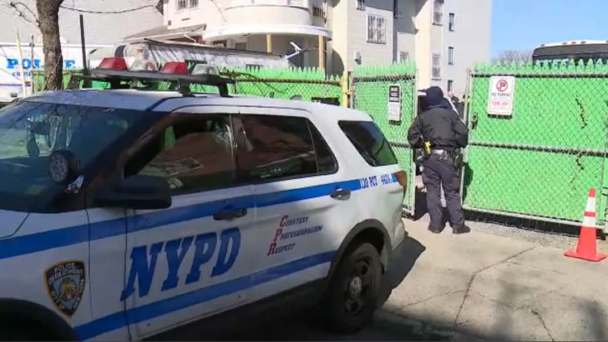 NYPD car at crime scene