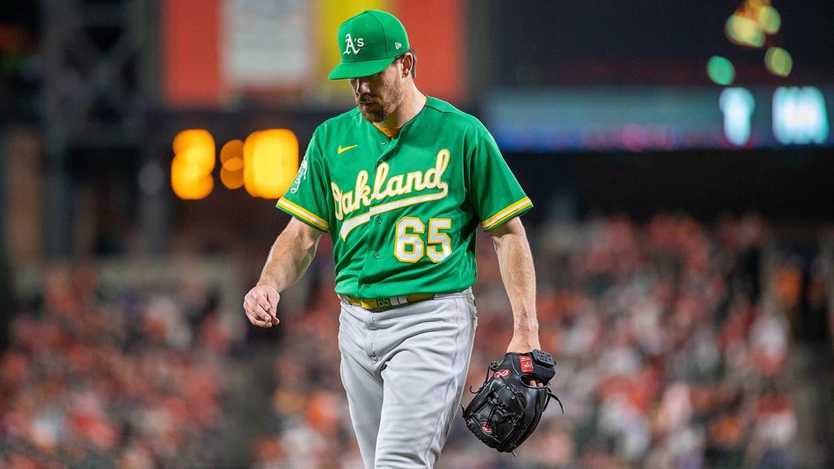 Trevor May walking off mound