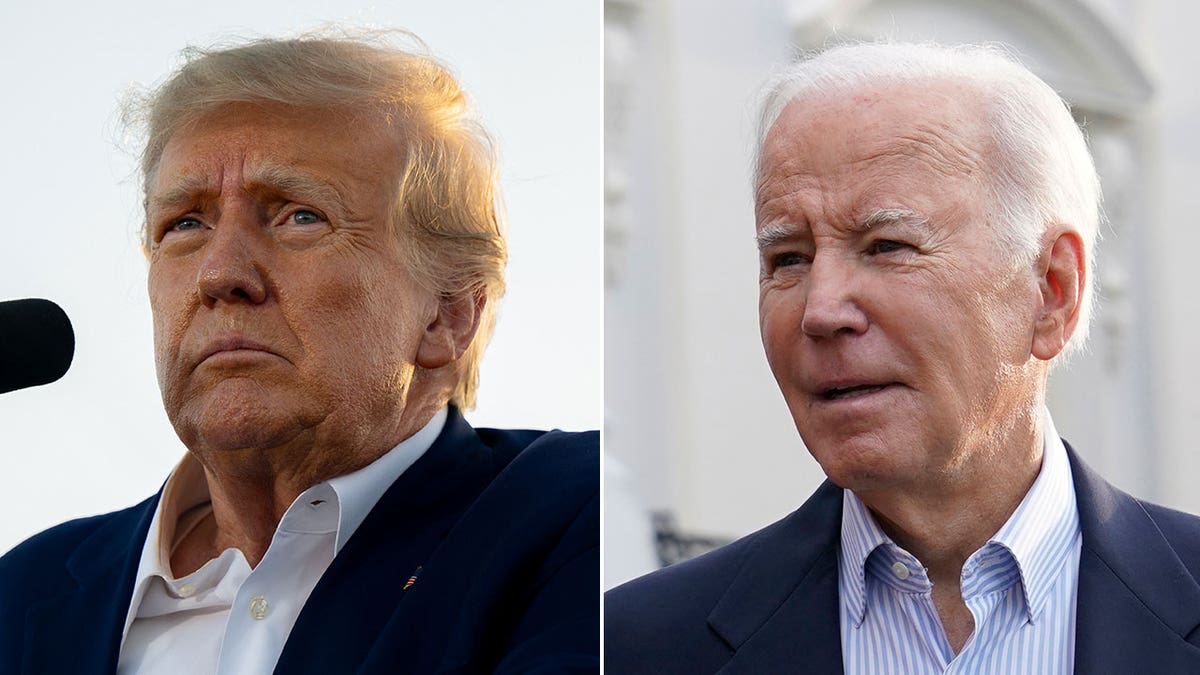 Trump and Biden split image