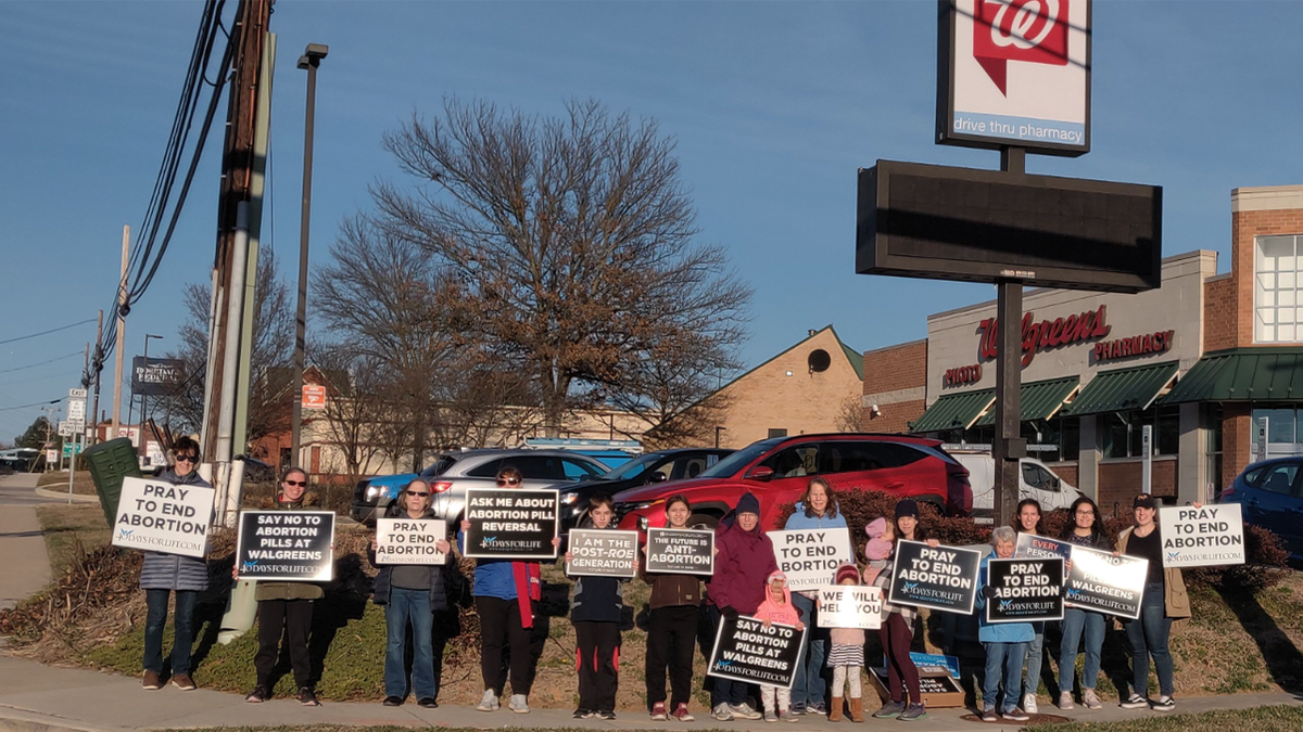 Pro-life protest outside a Walgreens