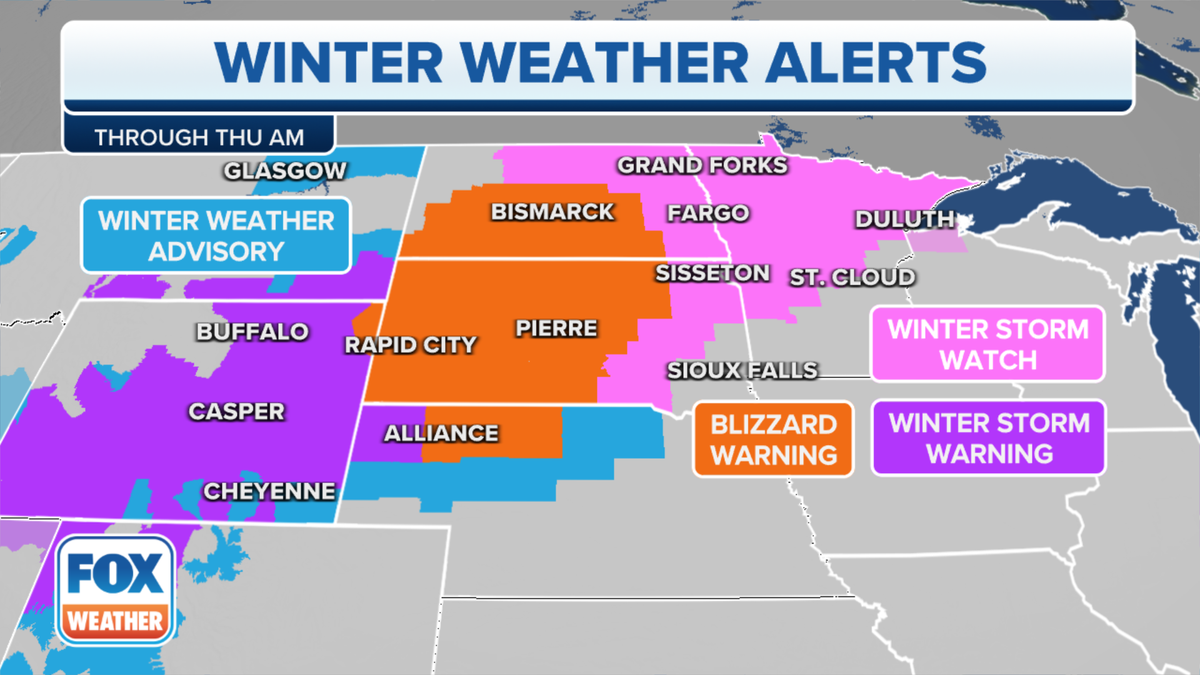 Northern Plains winter storm advisories