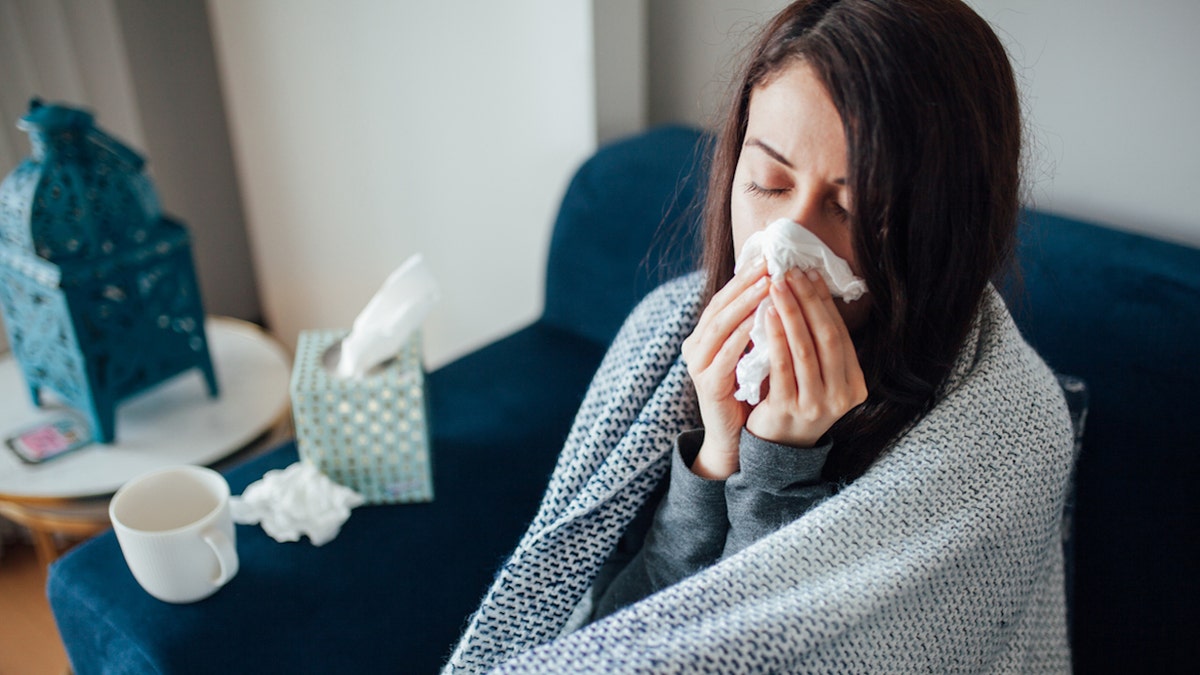 Woman with flu