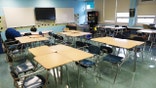 A Chicago classroom sits empty in this file photo. In Indiana, a fifth-grade teacher was arrested after police say she admitted to having a âkill listâ that included the names of students and staff members. (Antonio Perez/Chicago Tribune/Tribune News Service via Getty Images)