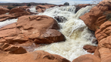 Melting snow has caused rare waterfalls