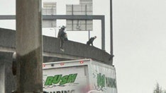 Cops walk homeless woman with bag on head off busy Seattle bridge: 'Just another day in the Emerald City'