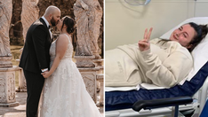 Bride rips dress, takes a fall and fractures foot at wedding, is forced to cancel honeymoon cruise