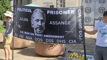 Supporters of Julian Assange rally at Justice Dept. on 4-year anniversary of detainment