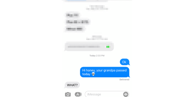 Tangkapan layar tentang apa artinya mengirim teks dengan emoji tengkorak.