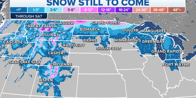 Snow still forecast through Saturday in the northern U.S.