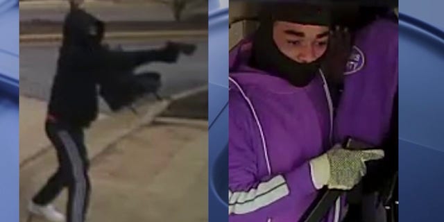 Images of the two suspects in the armed robbery in Chicago on Wednesday, April 12.