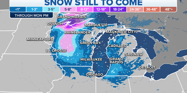 Where snow is expected to fall on Monday, April 17.