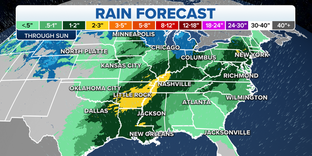 Rain forecast through Sunday in the eastern U.S.