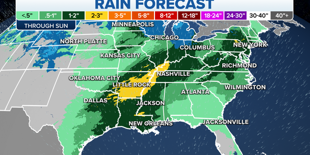 Rain forecast through Sunday in the eastern U.S.