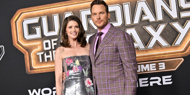 Chris Pratt embracing Katherine Schwarzenegger