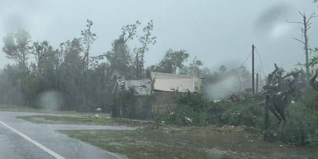 Destruction from the twister in Liberty County